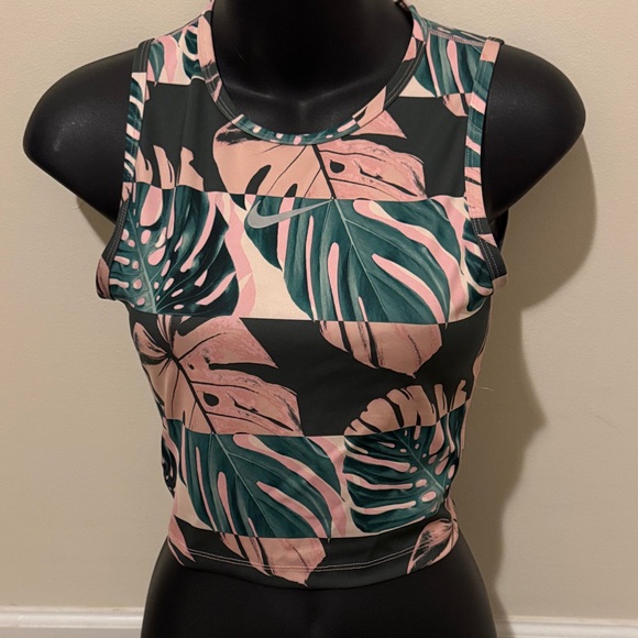 Nike Tops - Nike Pink and Green Leaf Print Crop Top
